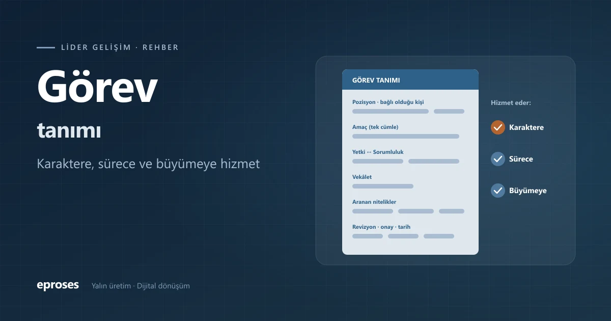 Görev tanımı formu taslağı: pozisyon, amaç, yetki-sorumluluk, vekâlet, nitelikler, revizyon